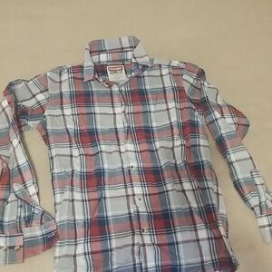 Red and Blue Plaid Button-Up Shirt